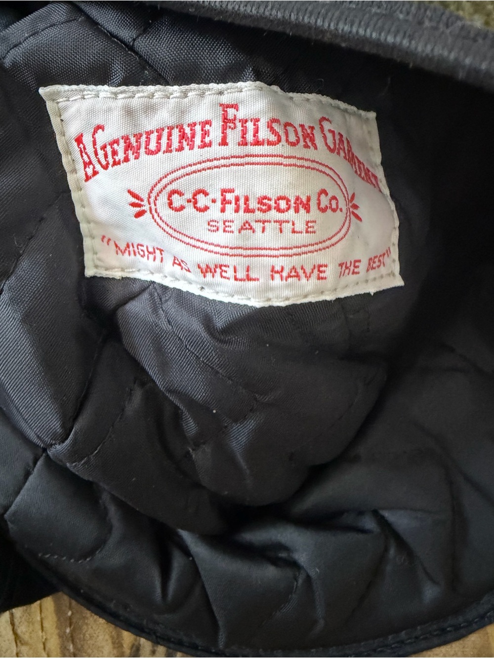 Vintage Filson Camouflage Waxed Cotton & Wool Earflap Cap in Brown and Olive - Picture 4 of 13